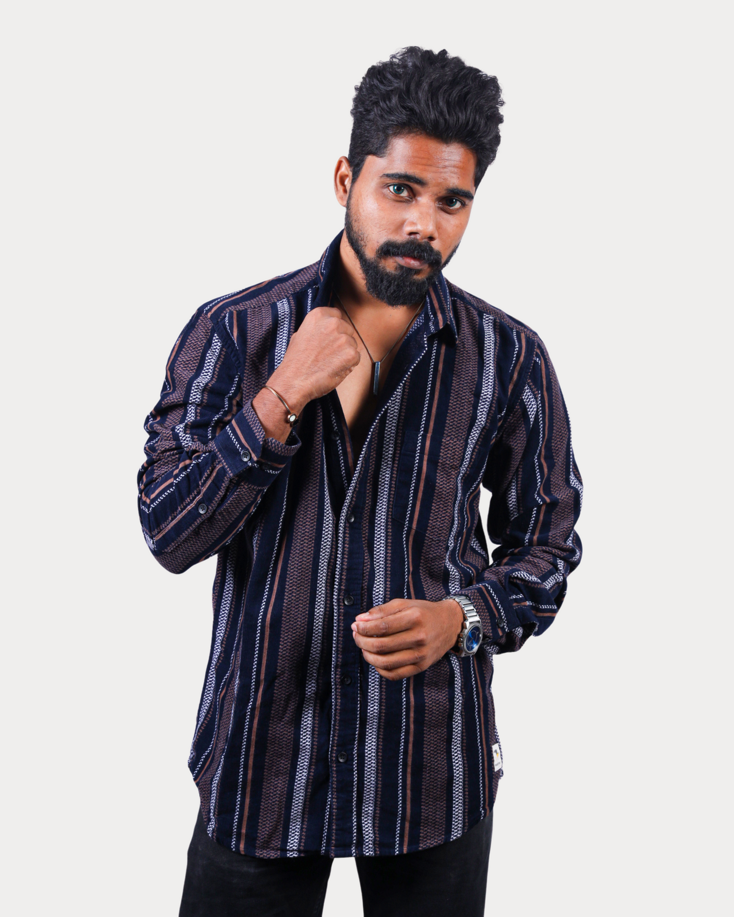 Corduroy Woven Men's Shirt Cotton Cadmium Orange