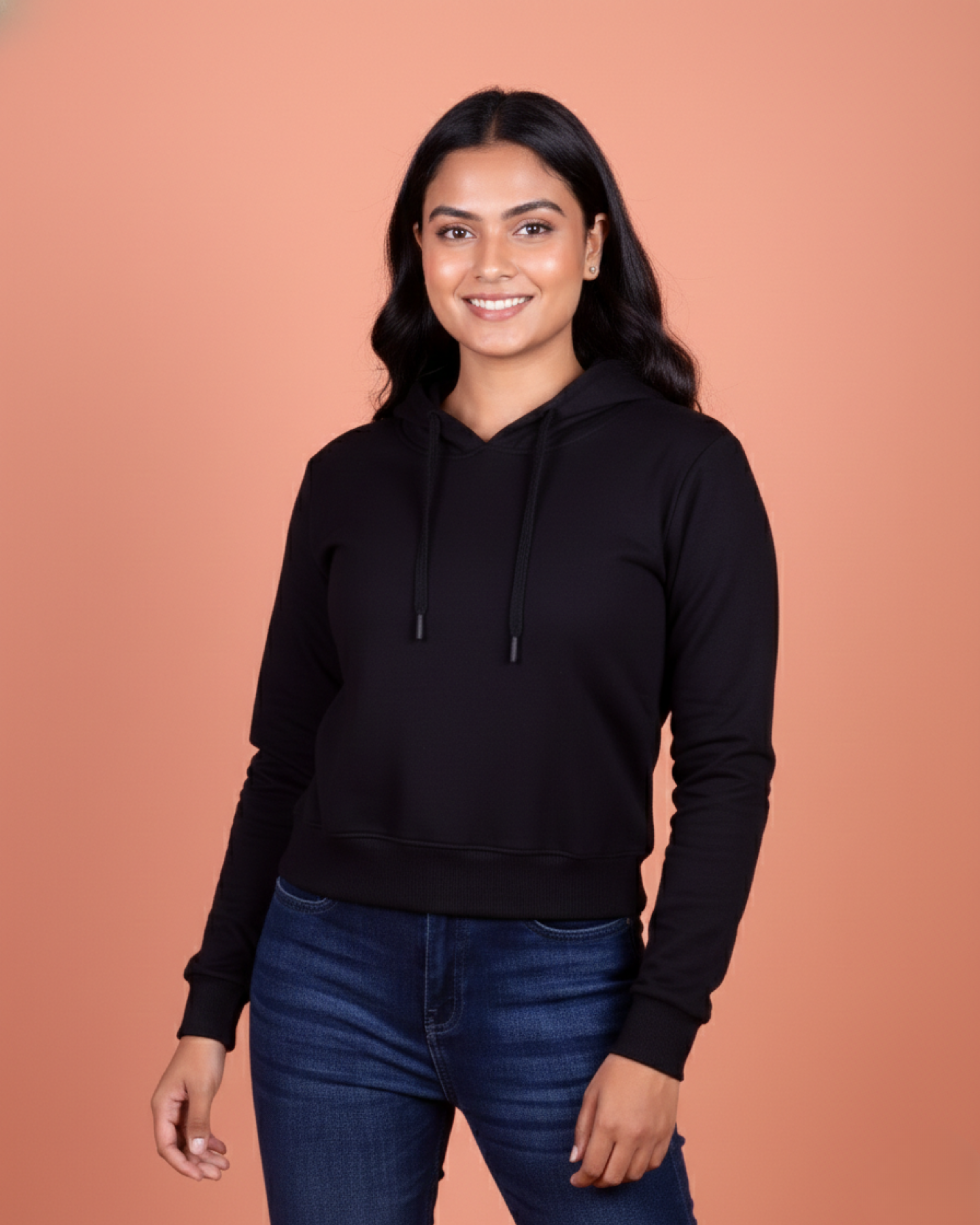 Snowsoft - Women's Crop Hoodie- Black