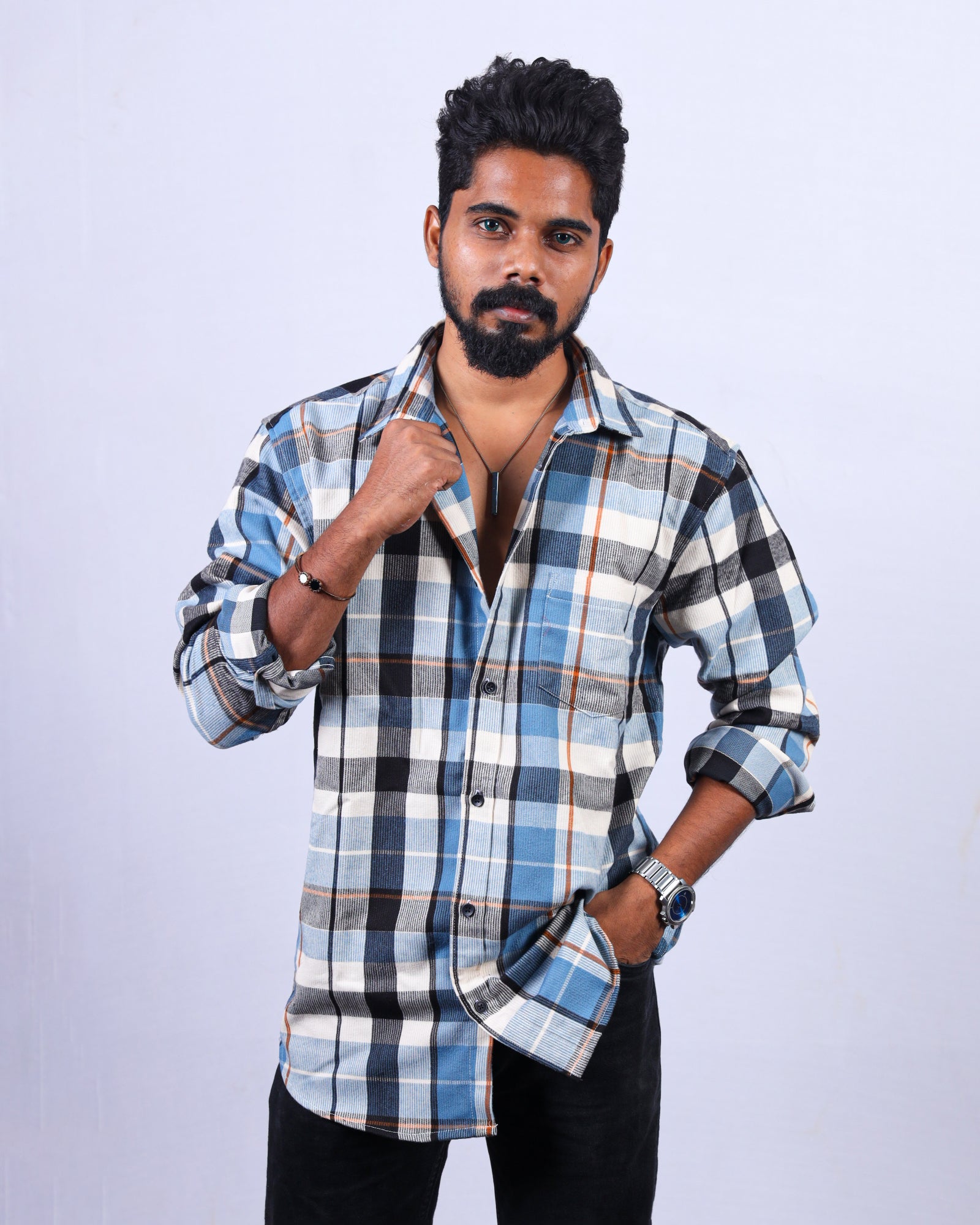 Blue Sapphire Flannel Men's Shirt