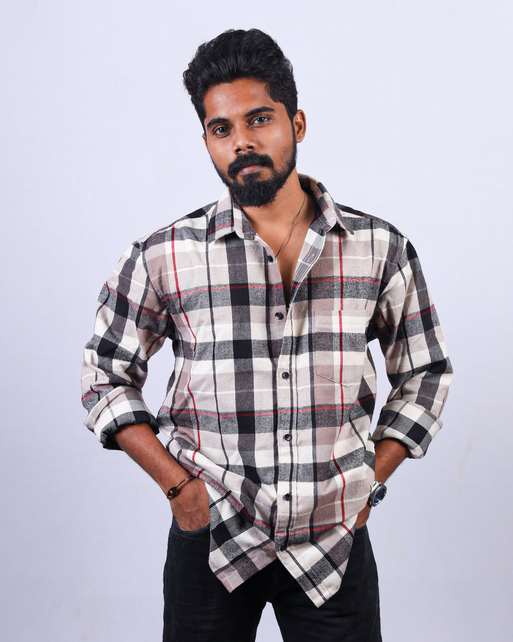 Gilded Beige Flannel Men's Shirt