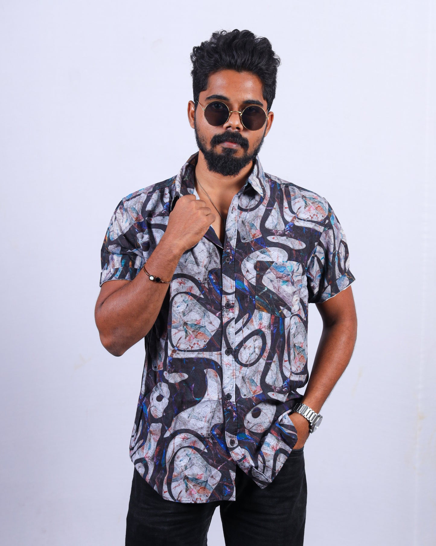 Woven Men's Plain Half Sleeve Shirts Viscose Desert Palm ( Combo )