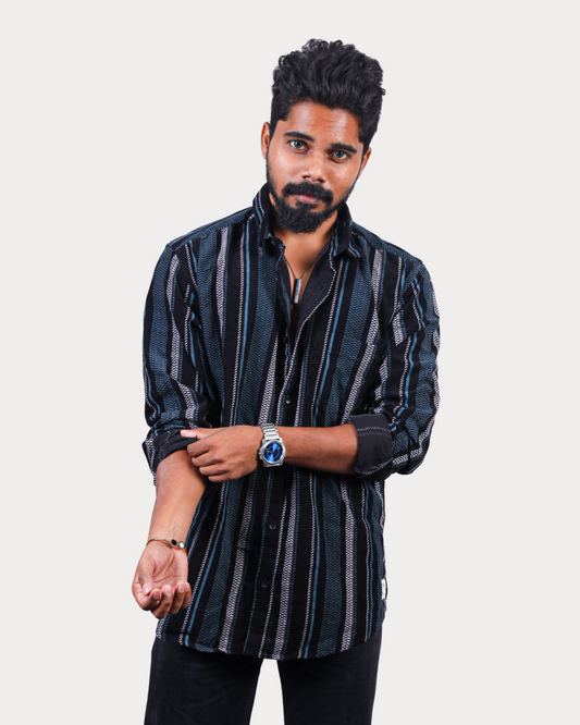 Corduroy Woven Men's Shirt Cotton Sea Jet