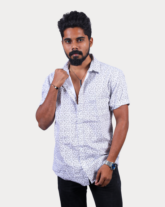Oxford Woven Men's Printed Half Sleeve Shirts Cotton Magnet