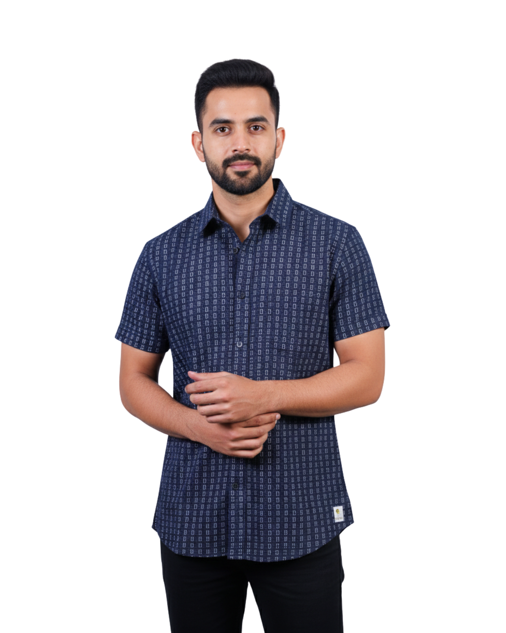Beacon Blue Oxford Men’s Printed Shirt