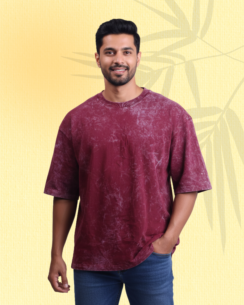 Optiq - Men's Oversized Maroon Tee
