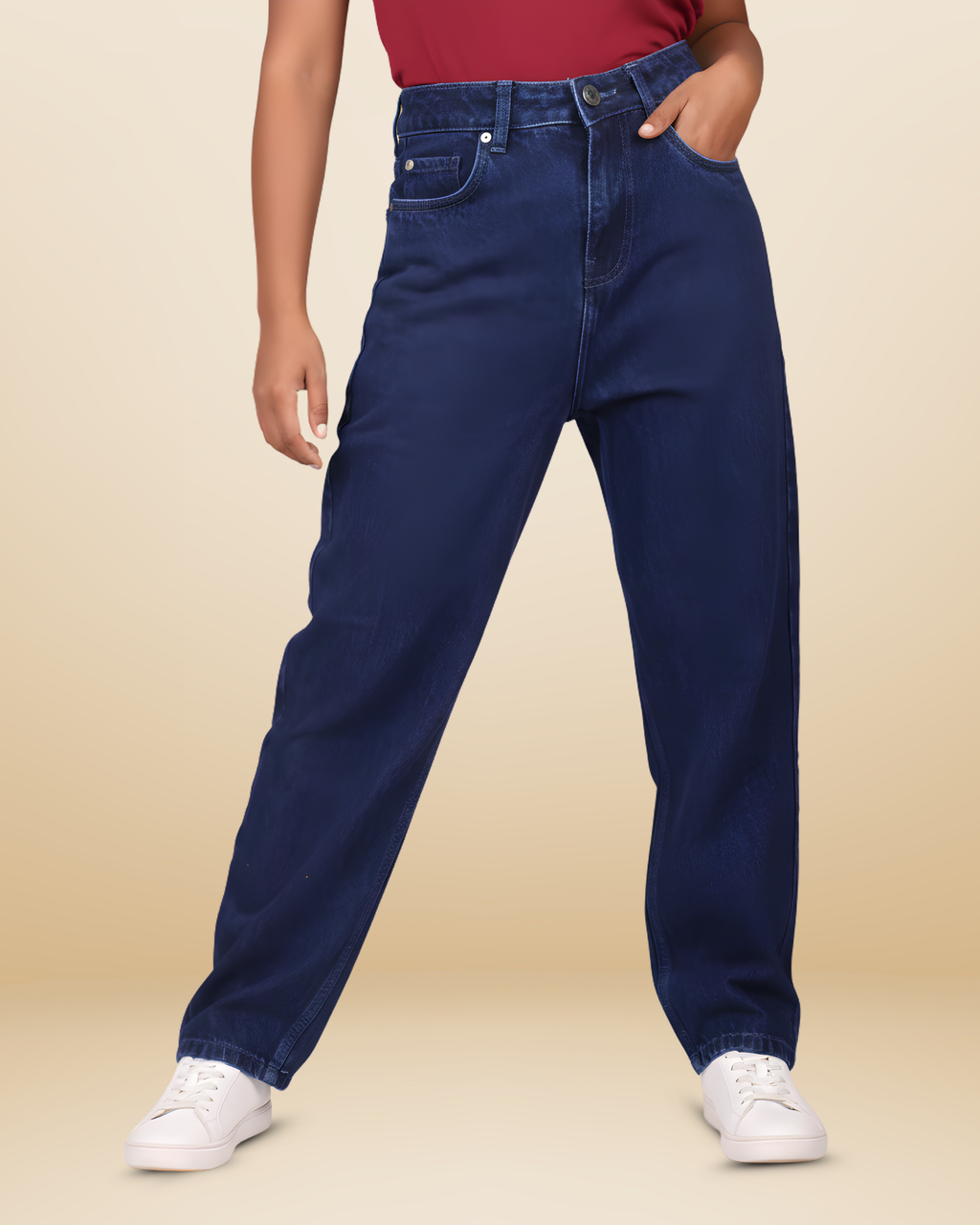 Women’s Curved Tapered Fit Jeans Dark Blue