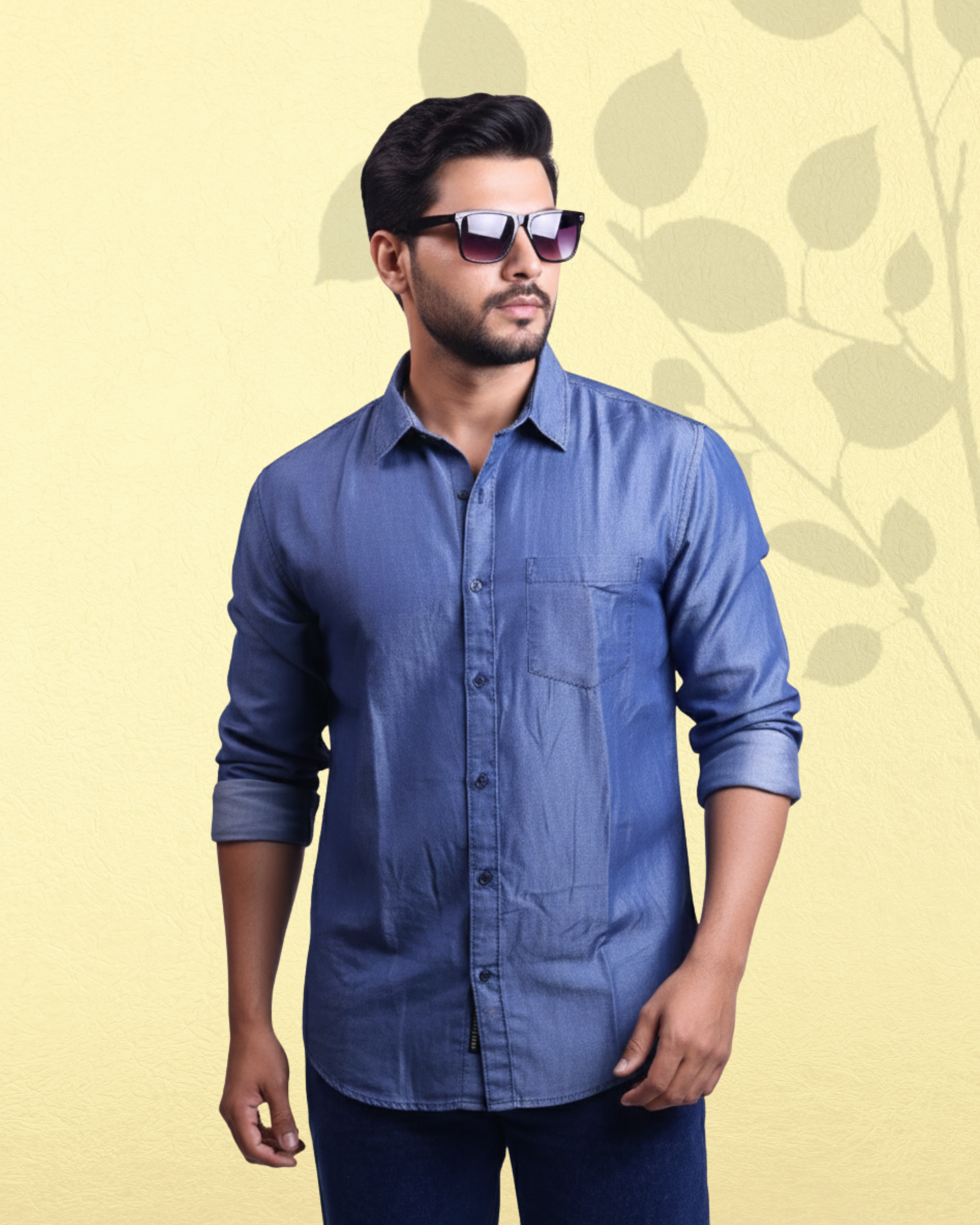 Men's Slim Fit Denim Shirts Dark Blue