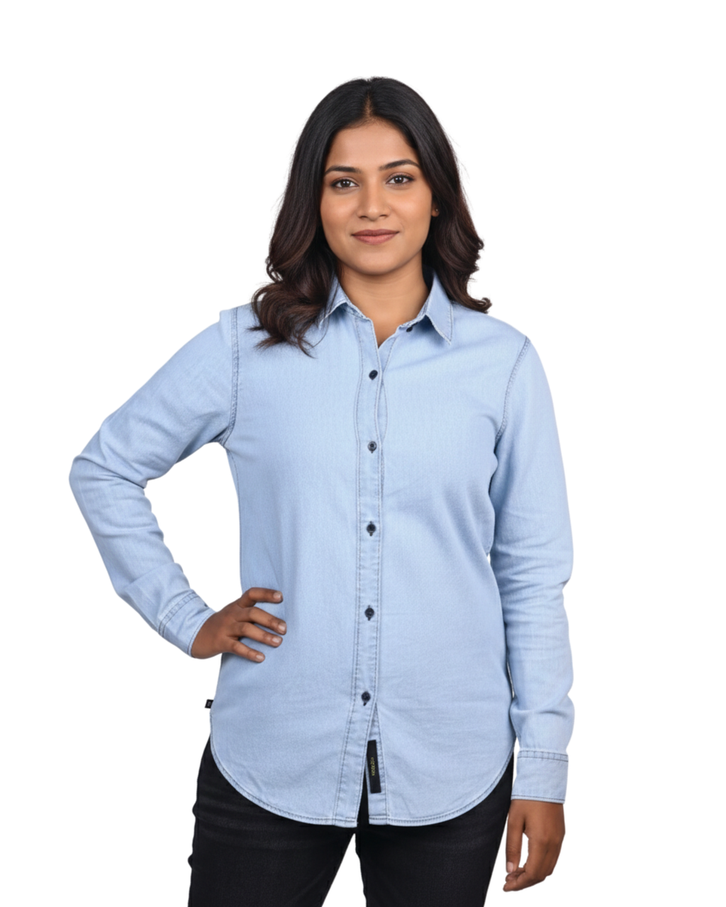 Women's Slim Fit Denim Shirts Light Blue