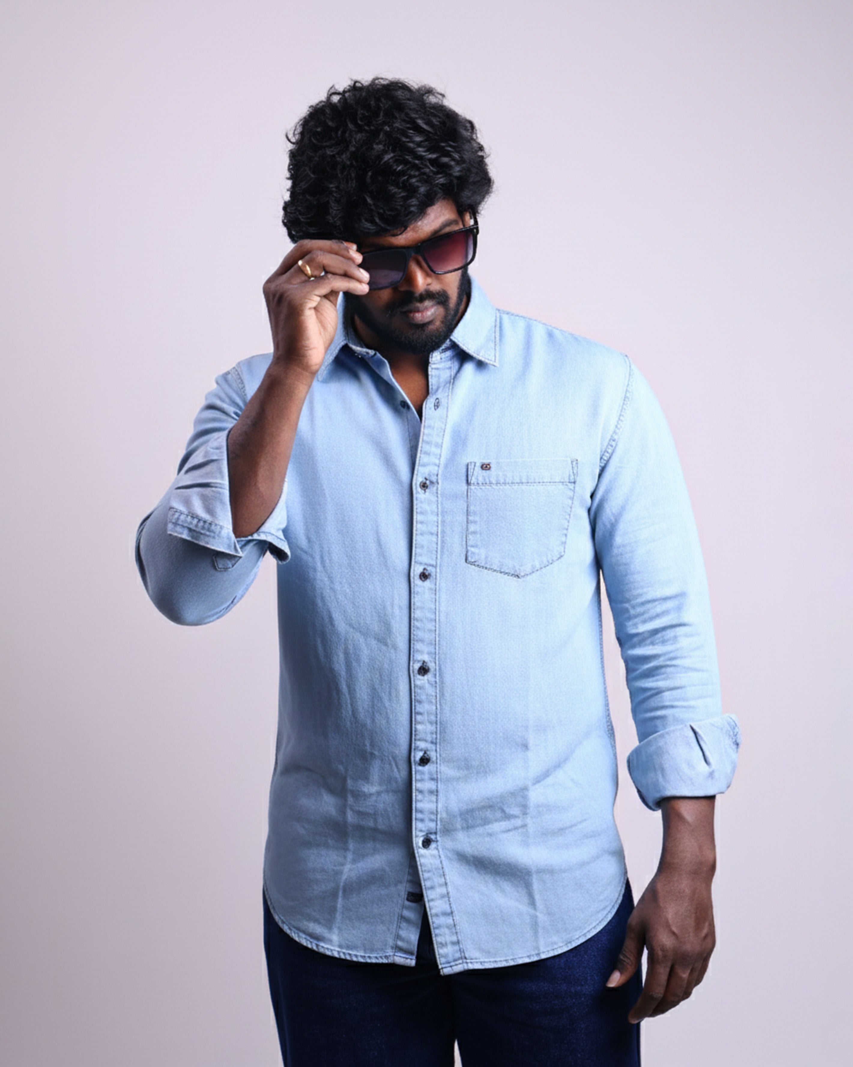 Men's Slim Fit Denim Shirts Light Blue