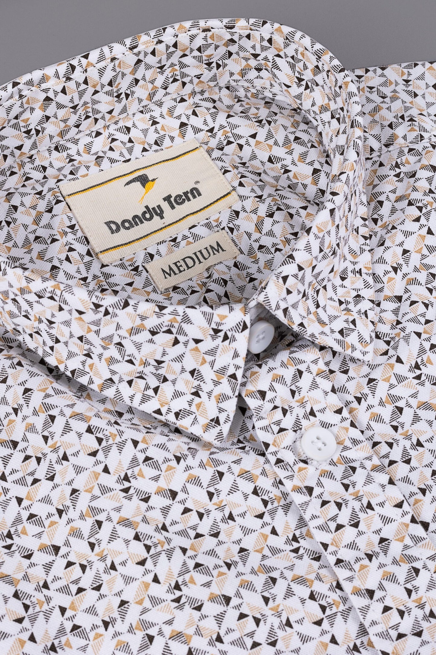 Oxford Woven Men's Printed Half Sleeve Shirts Cotton Mustard Gold