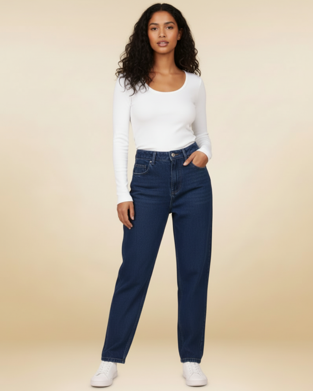 Women’s Curved Tapered Fit Jeans Dark Blue